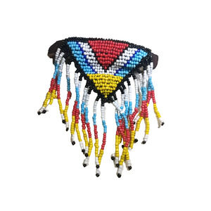 Seed Bead South Western Design Hair Barrette Tension Clip Red Black Blue